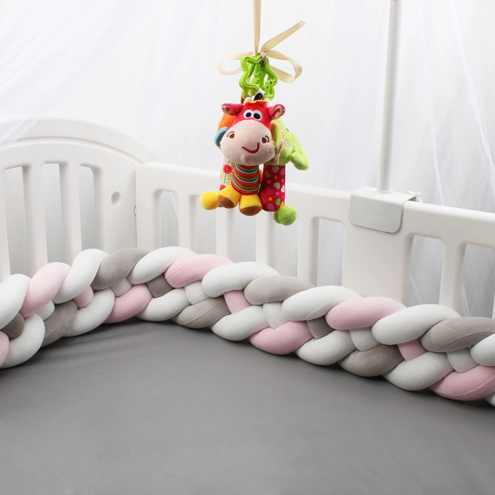 

2M 3M 4M Braided Baby Bed Bumper Handmade Cushion Knotted Braid Pillow Soft Pad Baby Room Decor Protector Bebe Bed Accessories