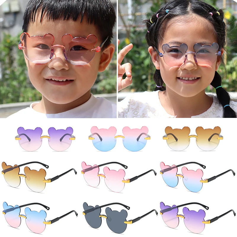 

Fashion Brand Bear Kids Sunglasses Children Retro Cute Pink Cartoon Sun Glasses Frame Girls Boys Baby Sunglasses UV400 Eyewear