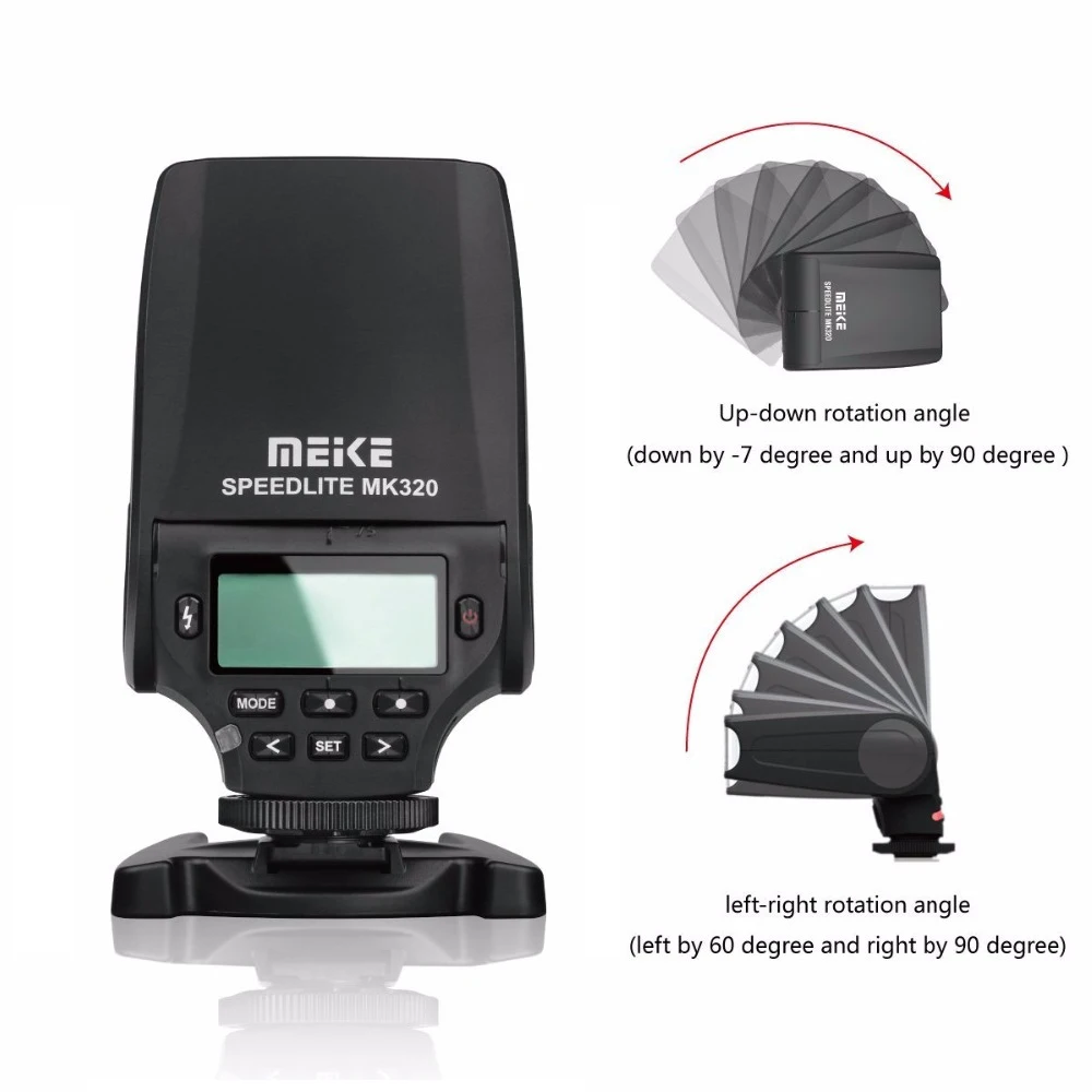 Фото Автоматическая вспышка Meike MK 320 Mini TTL Speedlite GN32 для Olympus OM10 OMD-5 E-P5 EM10 E-M10II E500 Panasonic Lumix G9 G2 GH5 G85 №4