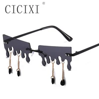 cicixi fashion unique rectangle tears shape sunglasses women 2022 new retro rimless men water drops pendant sun glasses