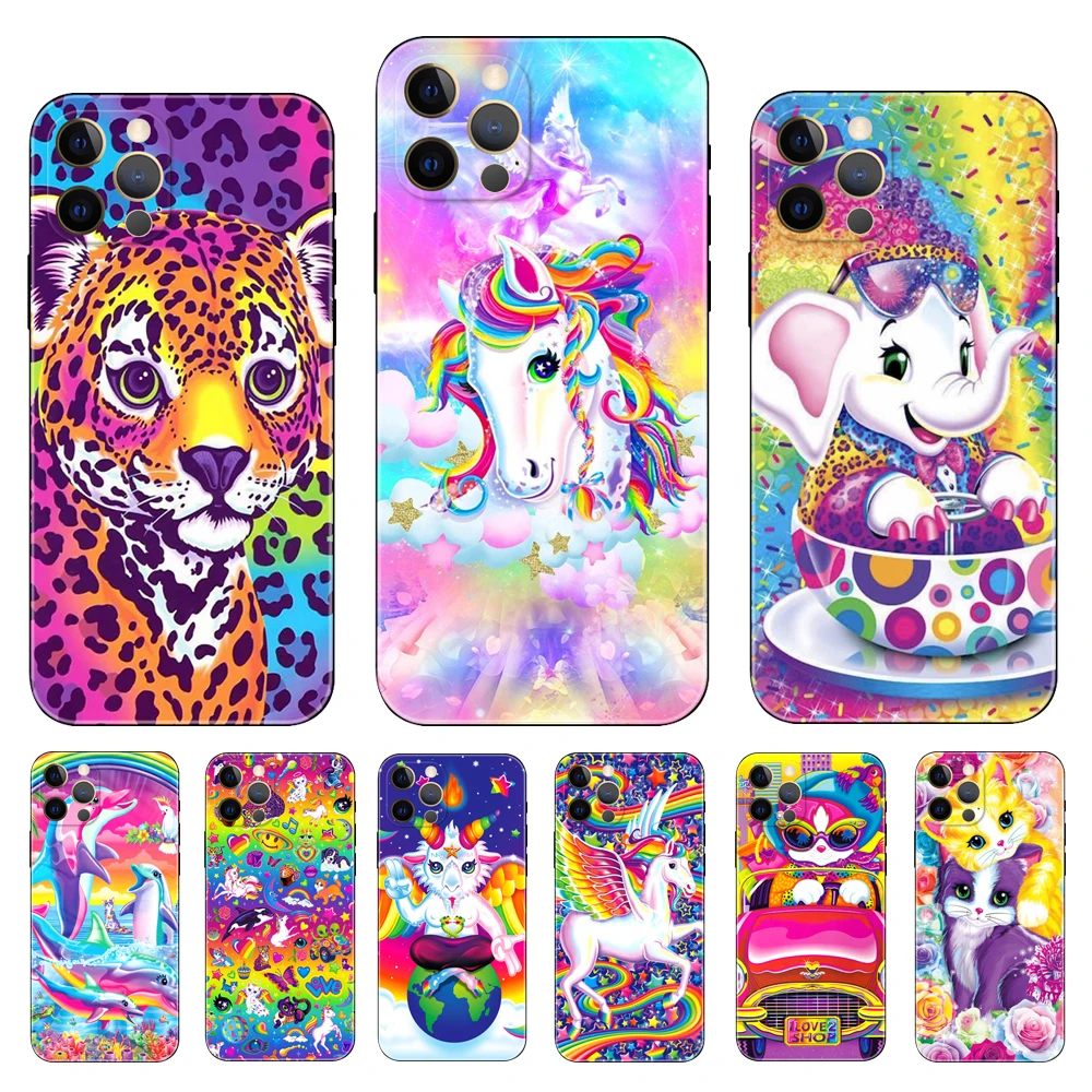 Чехол Fundas Lisa Frank Art Couqe для телефона iphone 5 2020se 6 6s 7 8 plus x 10 XR XS 11 12 13 mini pro MAX черный чехол