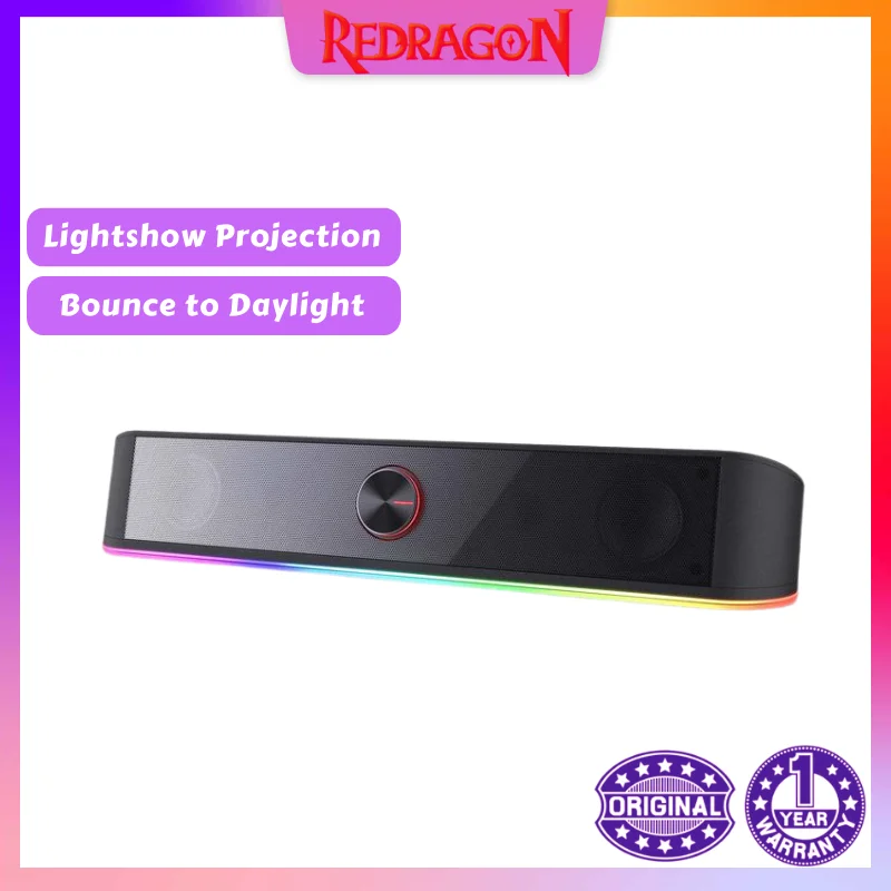 Настольный Саундбар Redragon GS560 Adiemus с RGB-подсветкой, 2,0 каналов, компьютерный динамик с динамической подсветкой, звуковая панель с синхронизацией/дисплеем