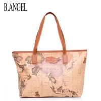 high quality waterproof retro world map ladies messenger bag fashion handbag shoulder bag fashion travel tote bag