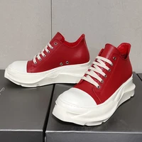 2022s rick red leather shoes mens sneakers owens thick bottom shoes for women streetwear mens sneaker