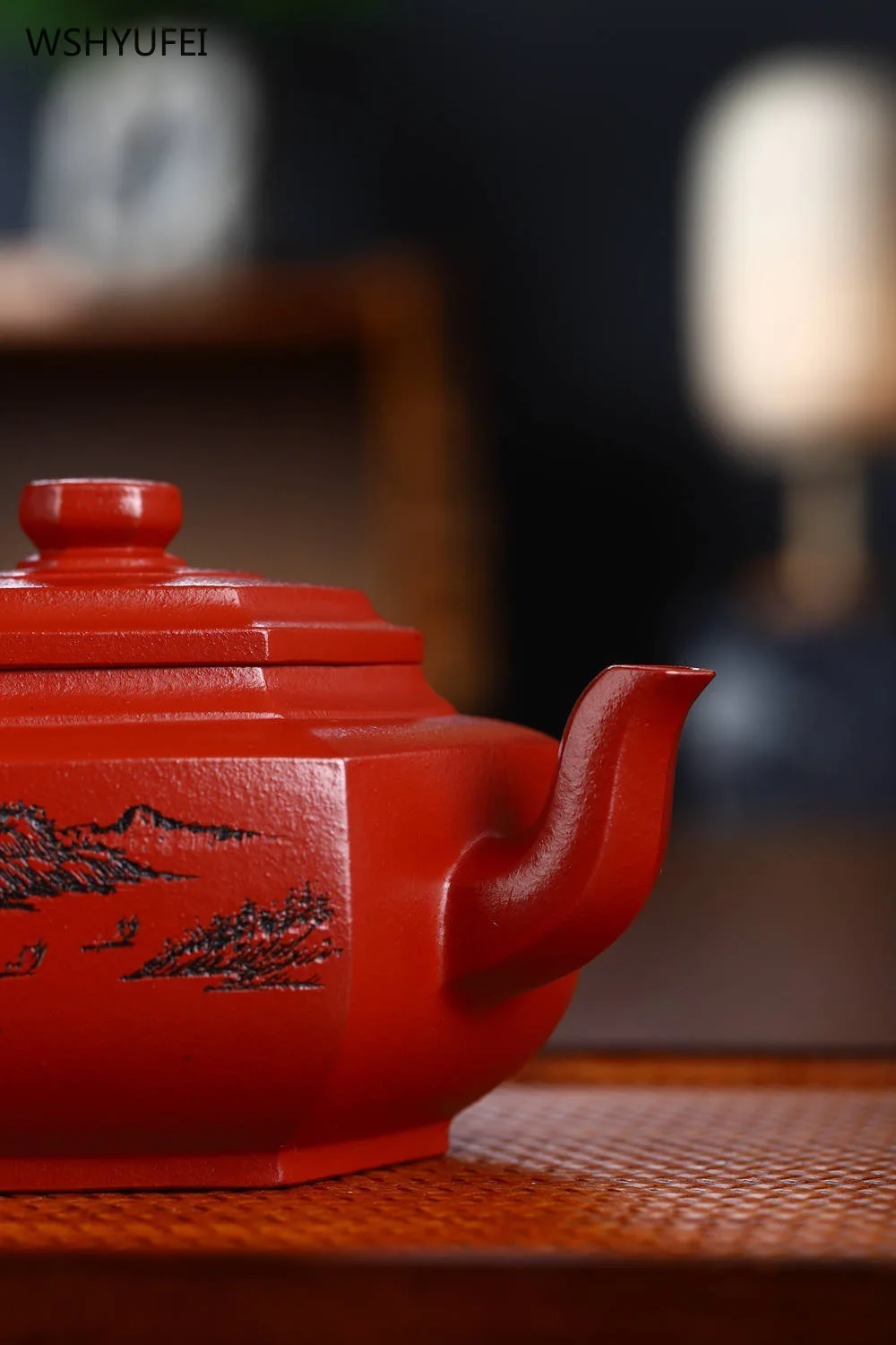 Yixing Raw Mine Red Mud Чайник 340 мл Кунг-Фу Чайный сервиз ручной работы шестиугольный