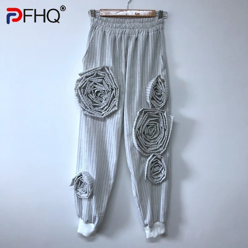 

PFHQ Three-dimensional Flower Fashion Design Nine Points Pencil Trousers Casual Elegant Trend Elegant Original 2023 Summer Pants