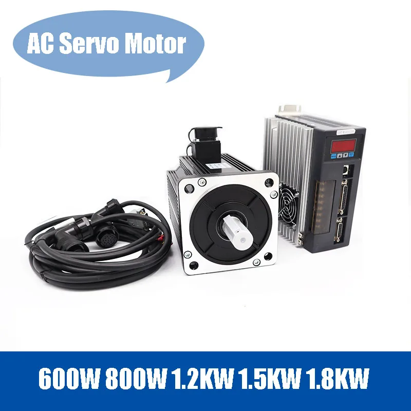 

600W 800W 1.2KW 1.5KW 1.8KW 110ST AC Servo Motor with Servo Driver+ 3 Meter Encoder Cable for CNC router milling spindle motor