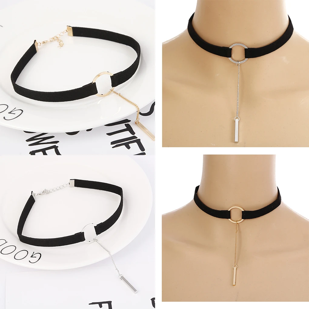 

Women Tassel Necklace Bar Shape Pendant Simple Design Girls Neck Band Collar Neck Jewelries