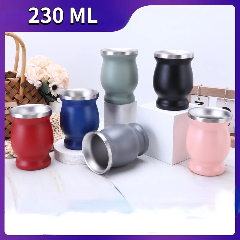 

230 мл 1 шт., чайная кружка yerba mate в форме тыквы из нержавеющей стали, кружки, кофейные чашки, утолщенная изоляция