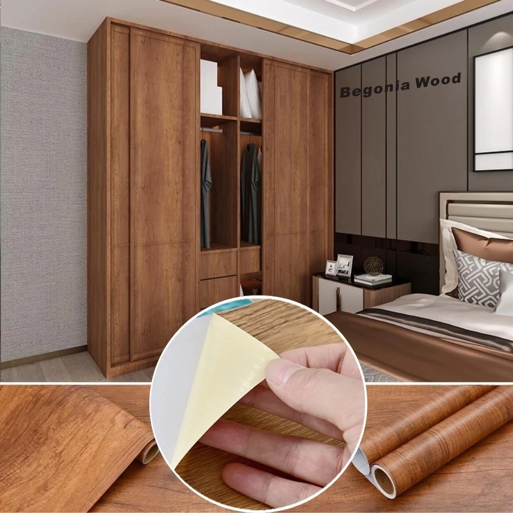 

PVC Waterproof Wall Sticker Self-adhesive Wood Grain Wallpapers Modern Furniture Decoration Mildew Proof Stickers