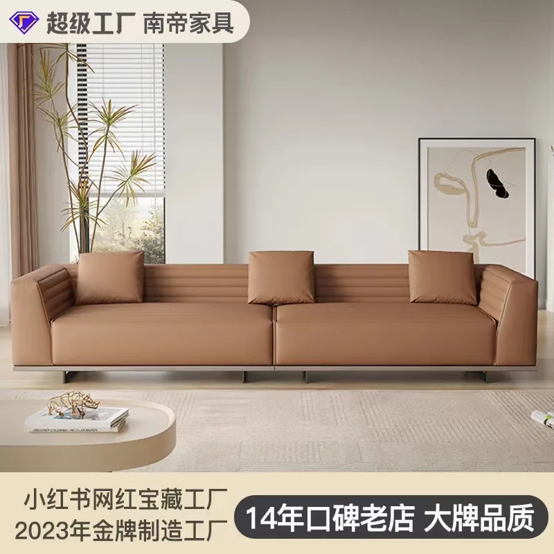 

Living room furniture Italian minimalist leather sofa villa large flat floor vertical row small household design cloth sofa