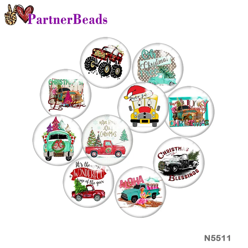 

Christmas car Image printing metal DIY snap button accessories Fit bag hat Clothes shoes N5511