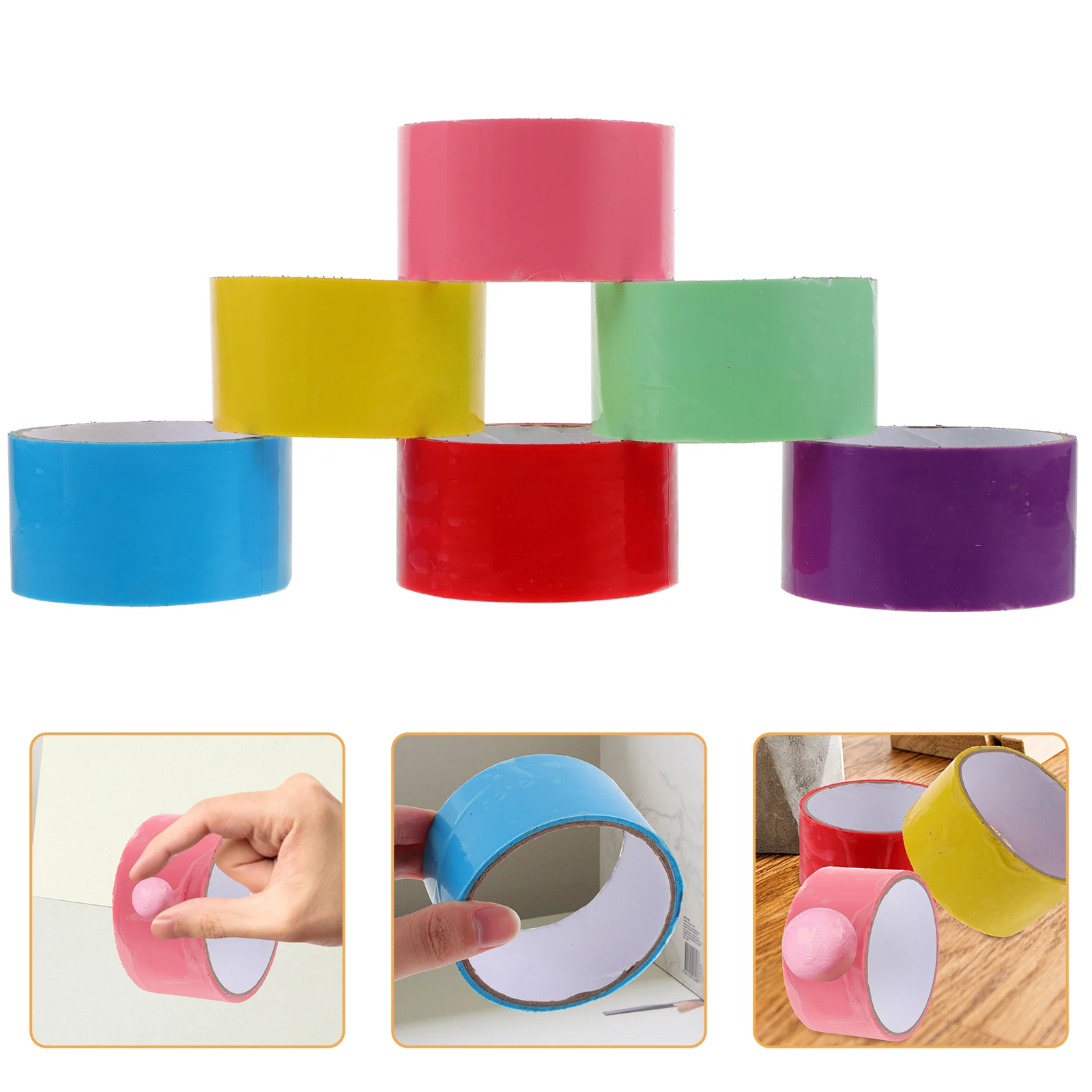

6 Rolls of Adhesive Tapes Colored Tapes Funny DIY Sticky Tapes Decompression Sticky Ball Tapes Gift for Kids DIY Relaxing Toy