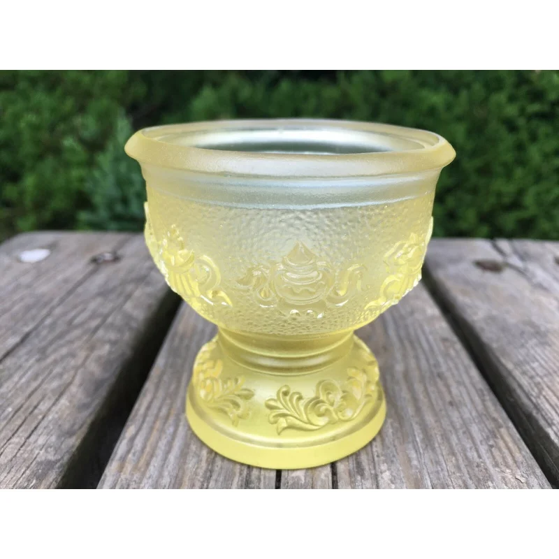 

Желтое художественное стекло Pate de-Glass 8-благоприятный тотем, Хрустальная Чистящая чашка