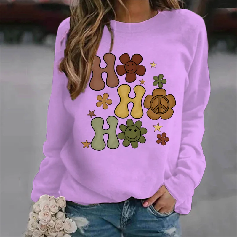 Merry Christmas Ho Ho Ho Print Harajuku Hoodies Winter Aesthetic Clothes Women Pullover Ladies Hoodies Sweatshirts Sudaderas