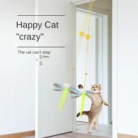 new cat baiting stick door hanging pet cat felt feather toy retractable catnip interactive self hanging cat toy