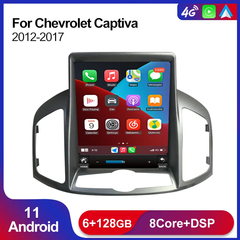 

Автомагнитола Carplay для Chevrolet Captiva 128-2012, 6 + 2017 ГГц, Android 11, GPS-навигация, 4G, Wi-Fi