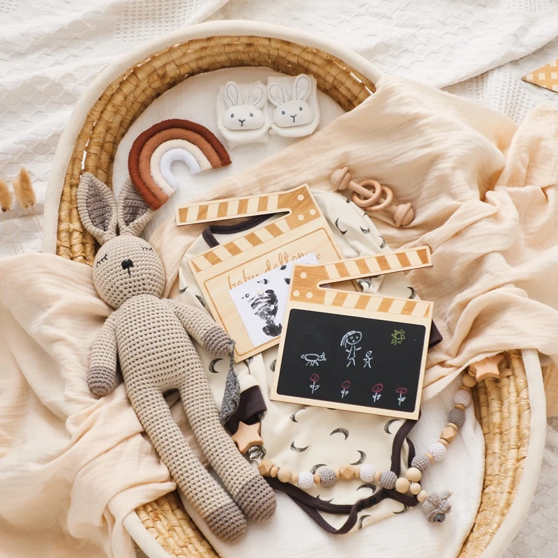 głosowany drewniany rekwizyt do zdjęć noworodka dla dzieci w wieku 0-12 miesięcy unisex