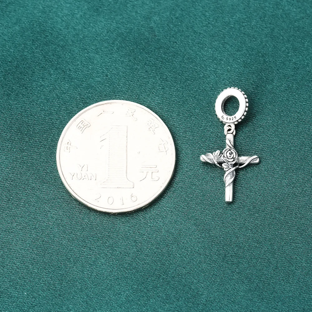 100% настоящее серебро 925 пробы аксессуары винтажный розовый крест