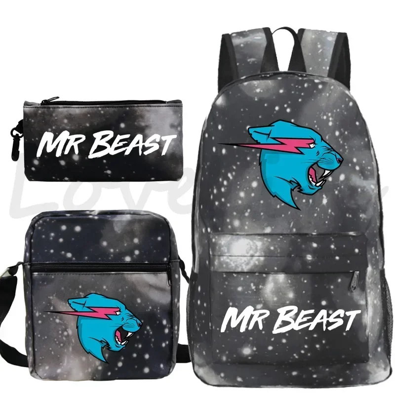 Фото Рюкзак Mr Beast для мальчиков и девочек, подростков, школьные сумки, детский рюкзак Mr Beast, сумка через плечо, дорожный рюкзак, Mochila, 3 шт./компл. №4