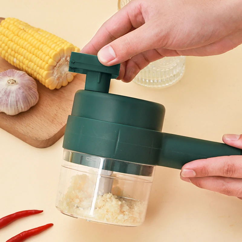 

Ручная электрическая овощерезка 4 в 1, мини беспроводная овощерезка для чеснока и грязи, электрическая мясорубка