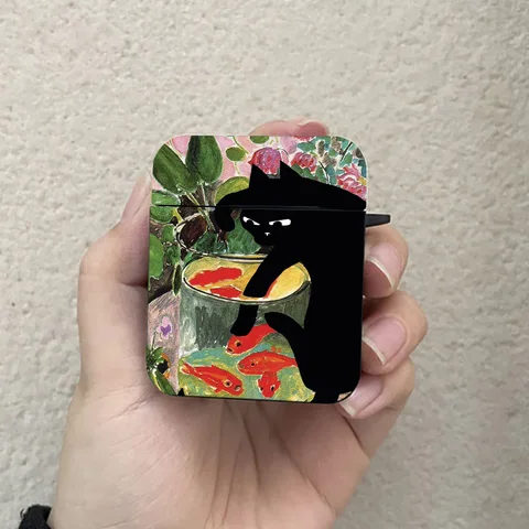 Чехол для AirPods Cat черный силиконовый