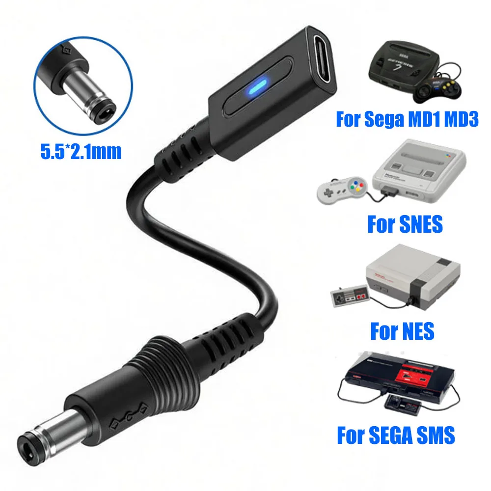 Фото Кабель для зарядки PD Type C для контроллеров Sega MD1 MD3 SMS, адаптер для зарядки 45W USB C, кабель-переходник для SFC NES NEWFC, кабель питания. №1