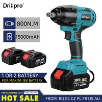 drillpro 800n m brushless cordless electric impact wrench rechargeable 12 inch wrench power tools compatible makita 18v battery