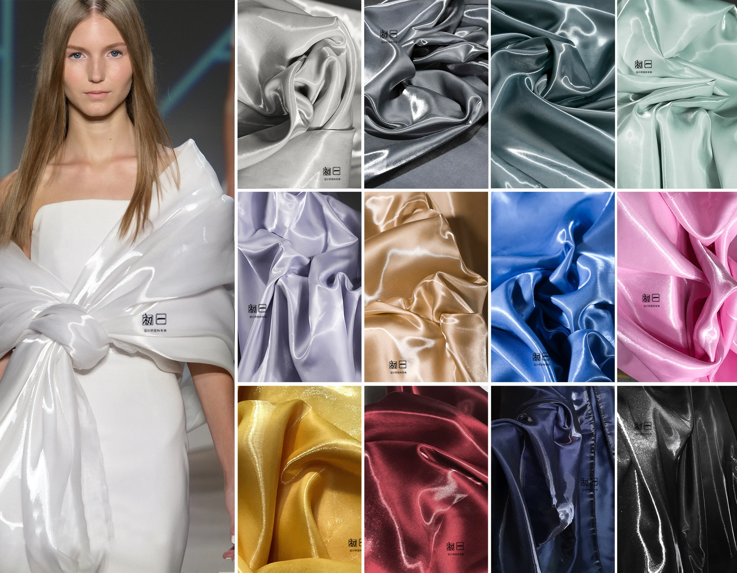 

Super Bright Liquid Crystal Reflective Silk Satin Cloth Collection Silk Smooth Thick Wide Dress Pants Clothing Designer Fabric