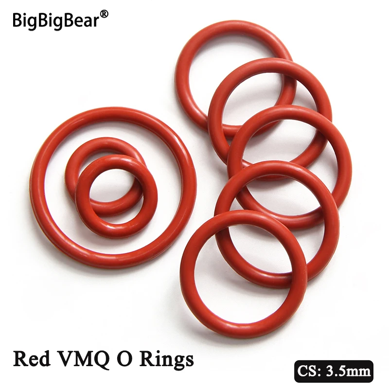 

10/50 шт. красное уплотнительное кольцо CS 3,5 мм VMQ, толщина прокладки, наружный диаметр 10 ~ 46 мм, пищевая водонепроницаемая шайба, круглая форма, резиновое силиконовое кольцо