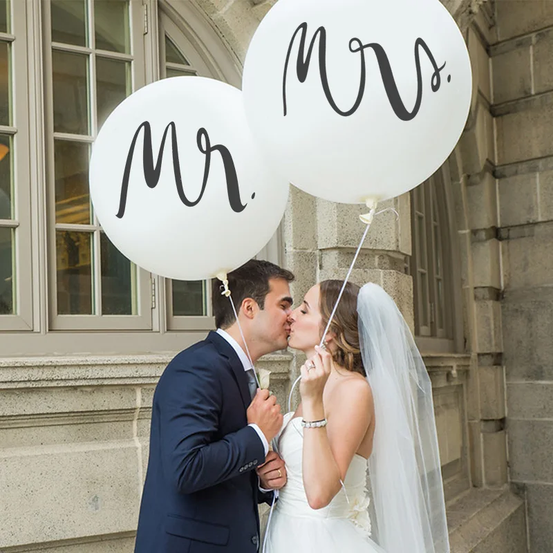 

1/2pcs 36inch Giant Mr Mrs White Latex Balloons Wedding Party Bridal Bride To Be Engagement Party Air Globos Decoration Supplies