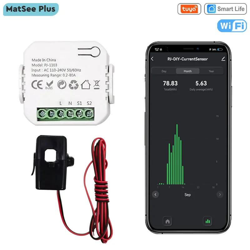 

Tuya Smart WiFi Энергетический Монитор MatSee Plus 80A