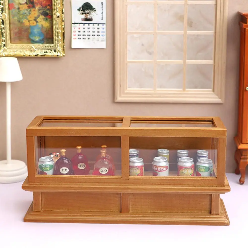 

1/12 Миниатюрные аксессуары для кукольного домика, Деревянный Мини-шкаф для демонстрации десертов, имитация мебели, буфет для тортов, игрушка...