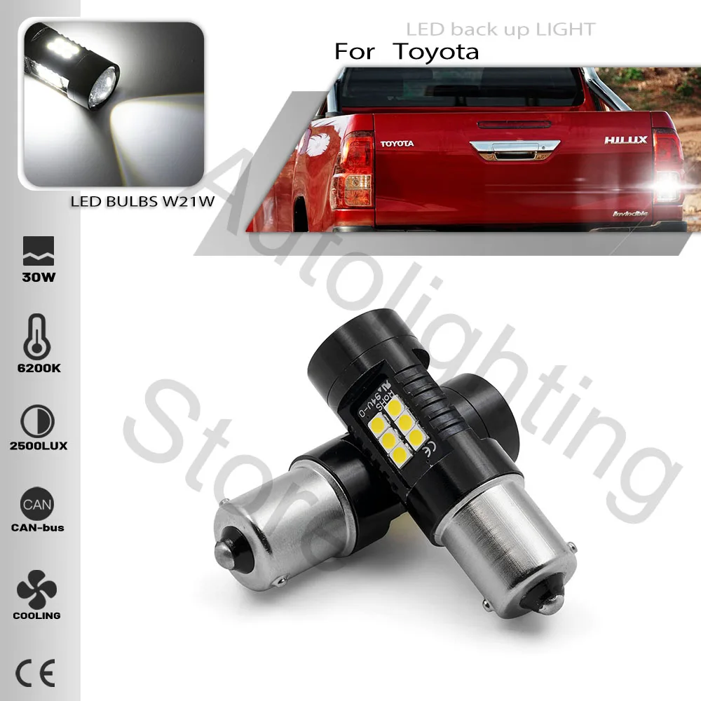

2PCS For Toyota Hilux Accessories 2004-2019 Canbus P21W BA15S LED Bulb Backup Reverse rear Light Back up lamp12V