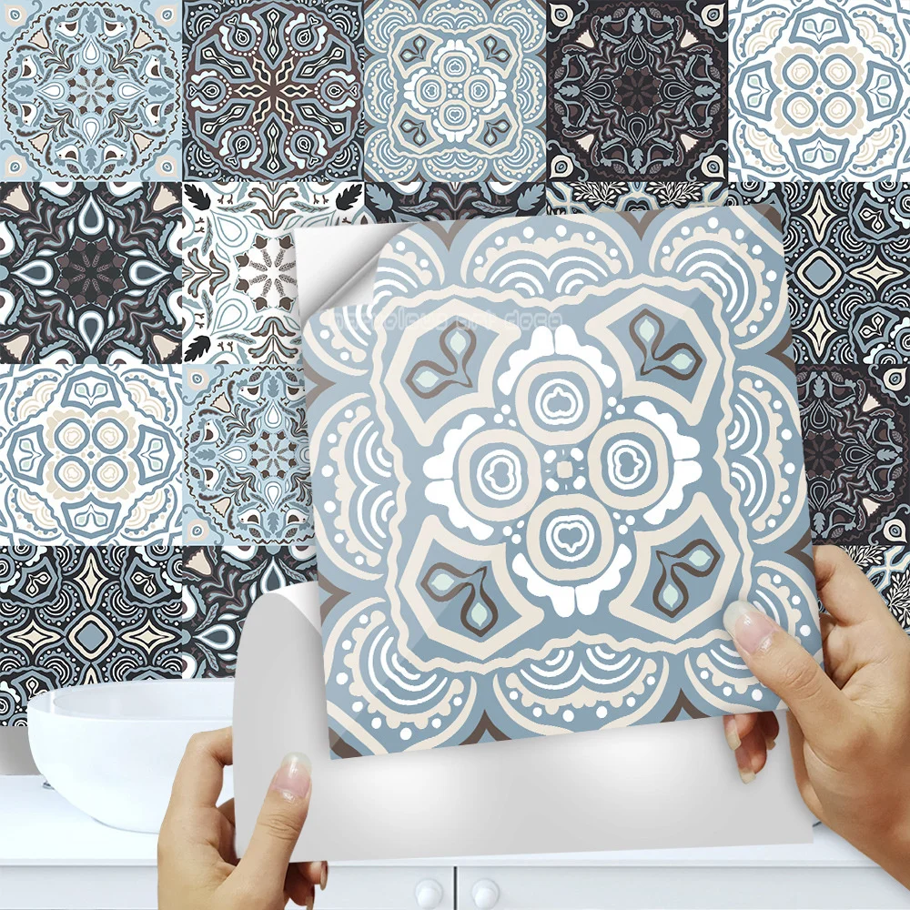 

10 Pieces Retro Tile Crystal Hard Tile Tile Stickers Kitchen Bathroom Home Decoration Wall Stickers