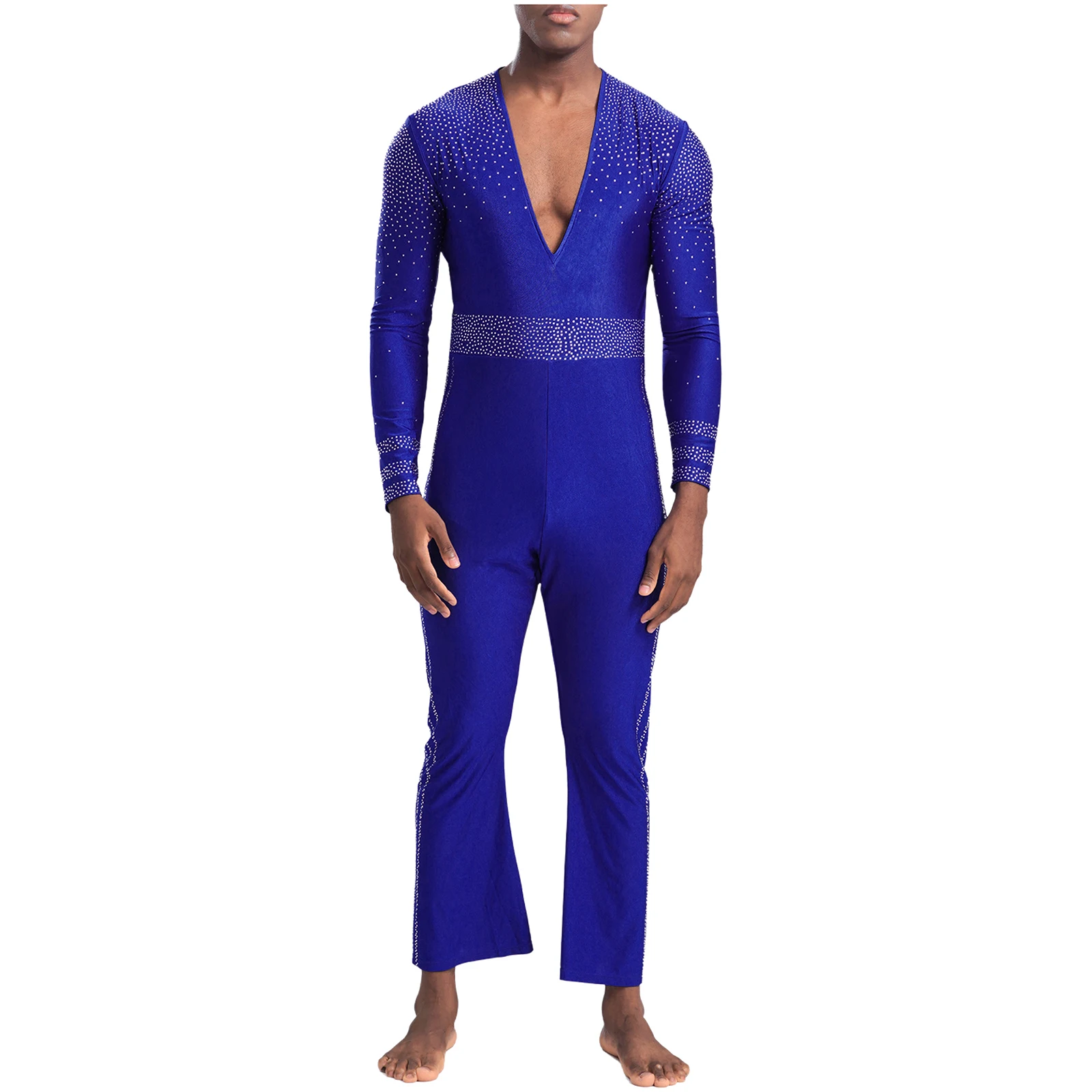 Мужской комбинезон с блестящими стразами для фигурного катания в