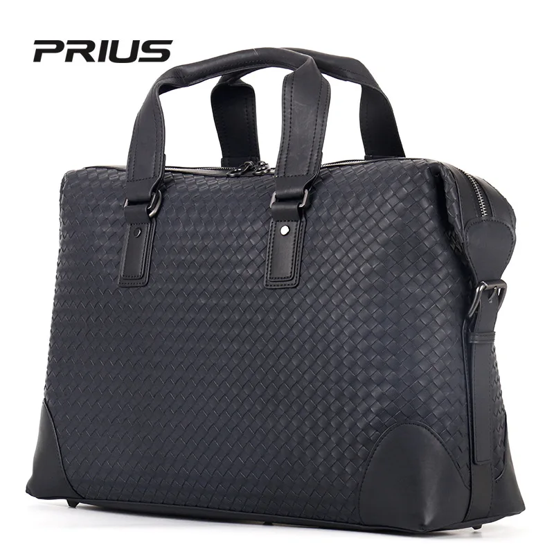 Leather fashion woven travel bag for men's shoulder bag for luxury business men's cross bag handbag for large capacity handbag