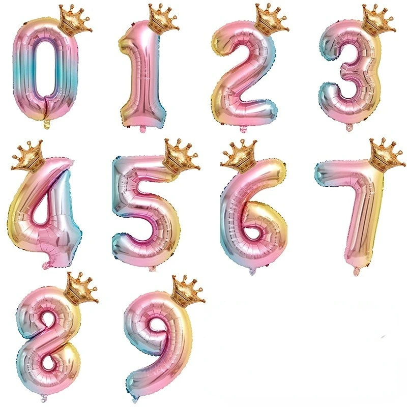 

Gradient Digital Crown Balloon Balloon Garland Arch Kit Wedding Birthday Decoration Party Balloons for Baby Ballon Set Baloon