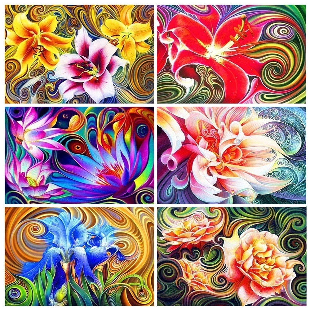 

DIY 5D Diamond Paintings Abstract Flowers Diamond Mosaic Cross Stitch Kits Diamond Embroidery Home Decor Wall Art Gifts
