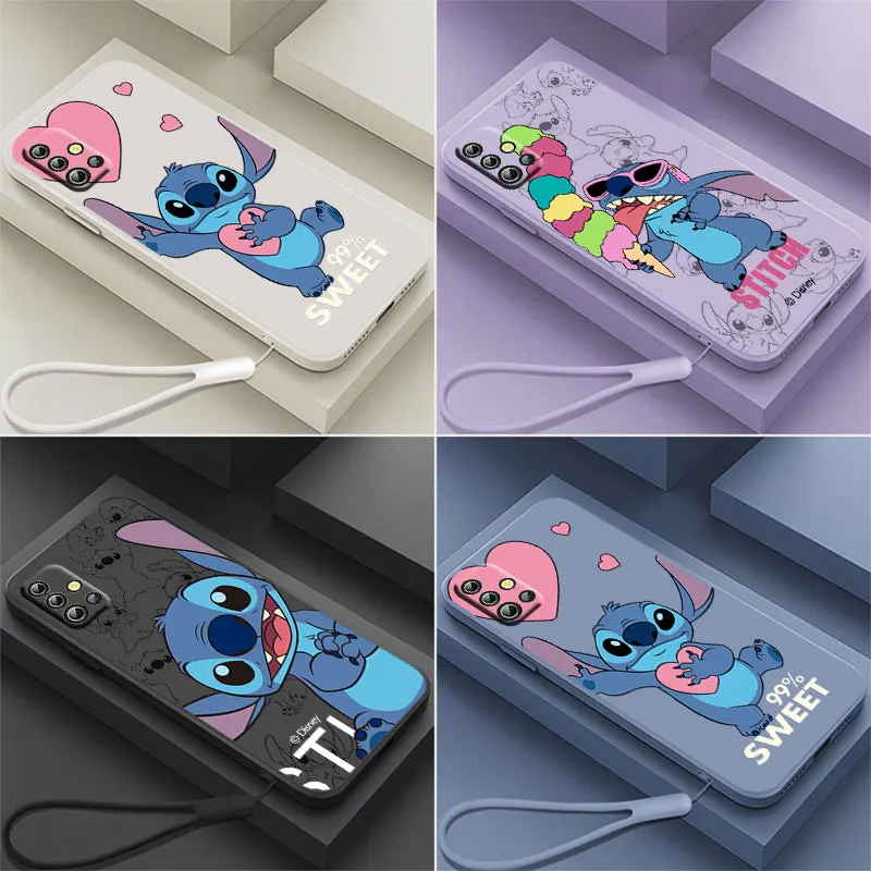 

NEW Disney Stitch Cute Phone Case For OPPO Reno 7 6 SE Z Find X5 X3 X2 Neo Lite Pro Liquid Rope Funda Cover Soft Capa Silicone