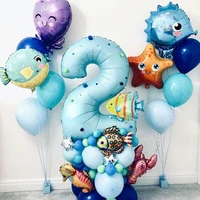 44pcs sea world ocean animal balloons set 1 2 3 4 5 6 7 8 9 birthday party decorations kids baby shower boy under the sea party