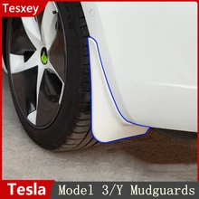 2023 Mudguard For Tesla Model Y/3 2022-2017 Mud Flaps Splash Guards Fender Matte ABS Mudguards Wing Car White Carbon Fiber Color