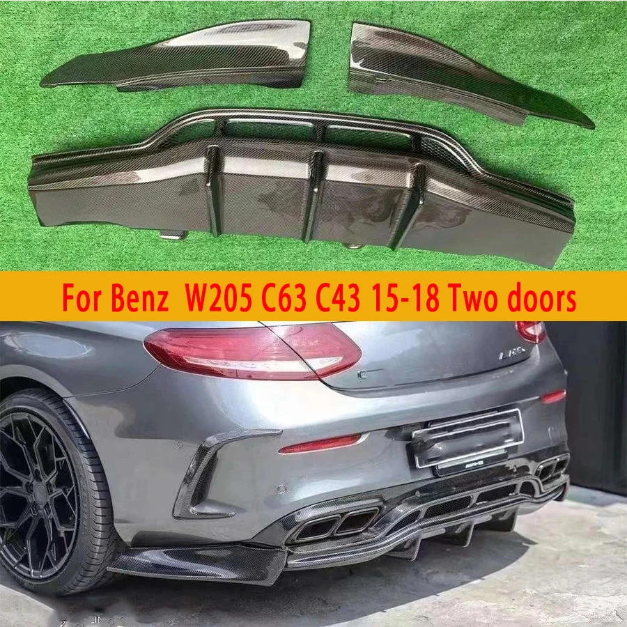 Для Mercedes Benz C Class W205 C63 C43 15-18 двухдверный автомобильный диффузор из углеродного