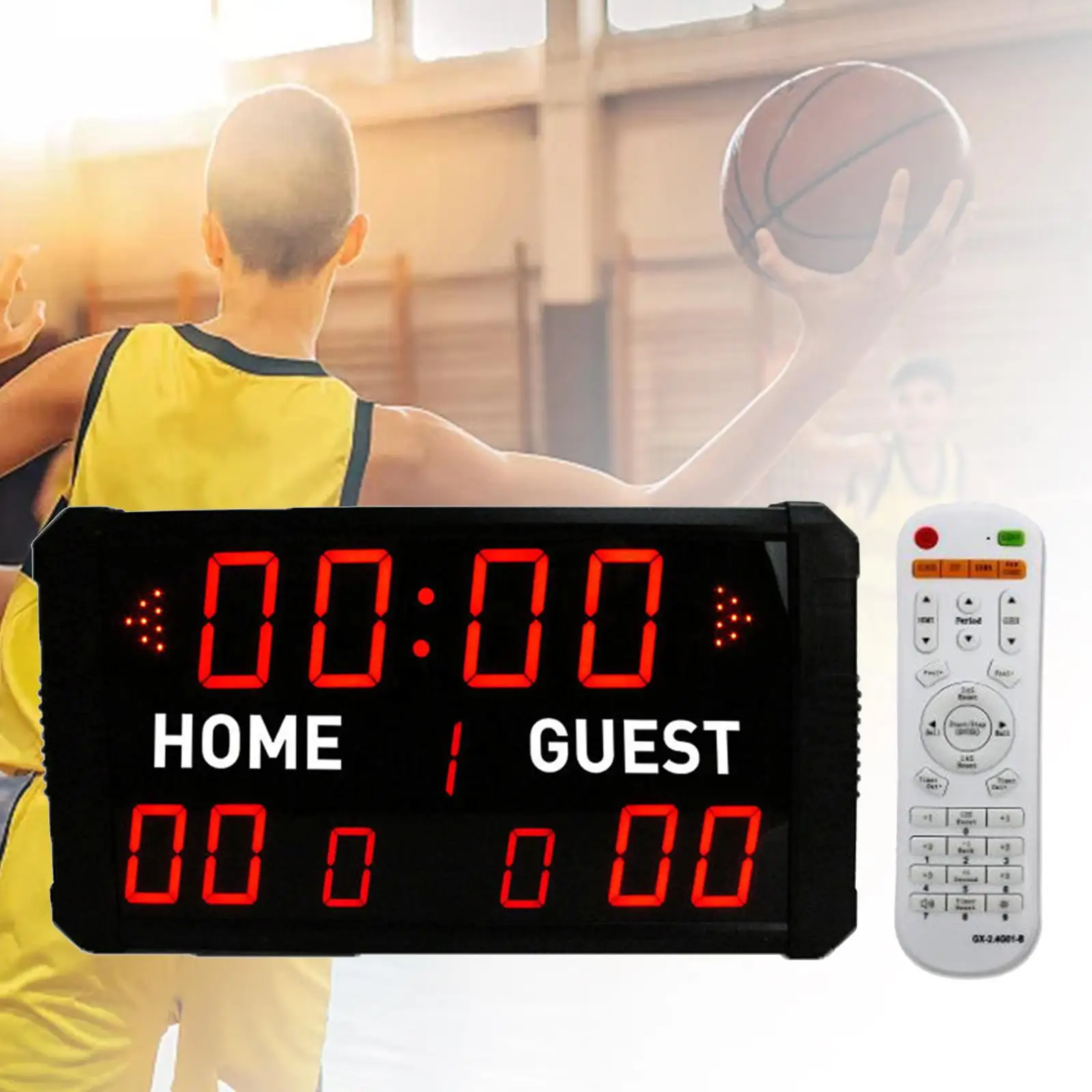 Basketball 24 Seconds Shot Scoreboard Plug Type US , Black Professional Easy to Use Multiple Functions Bright LED Display