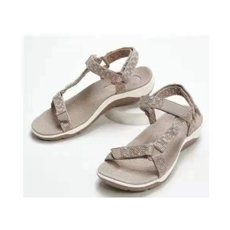 

Сандалии женские на плоской подошве, модные простые босоножки и тапочки в ретро стиле, Нескользящая дышащая повседневная обувь с открытым н...