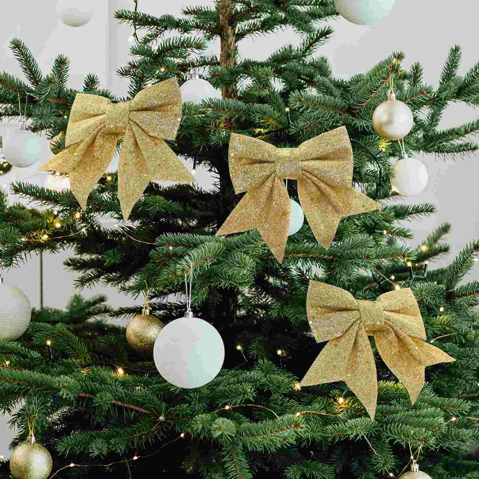 

Christmas Wreath Bow Small Christmas Tree Bow Gold Wreath Bow Xmas Tree Adornments Christmas Bow- Knot Decor