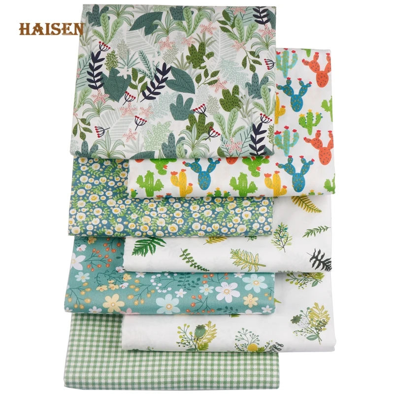 Green Floral Calico Printed Cotton Fabric Twill Cloth For DIY Sewing Baby&Kid's Bedding Quilting Dress Textile Material,By Meter