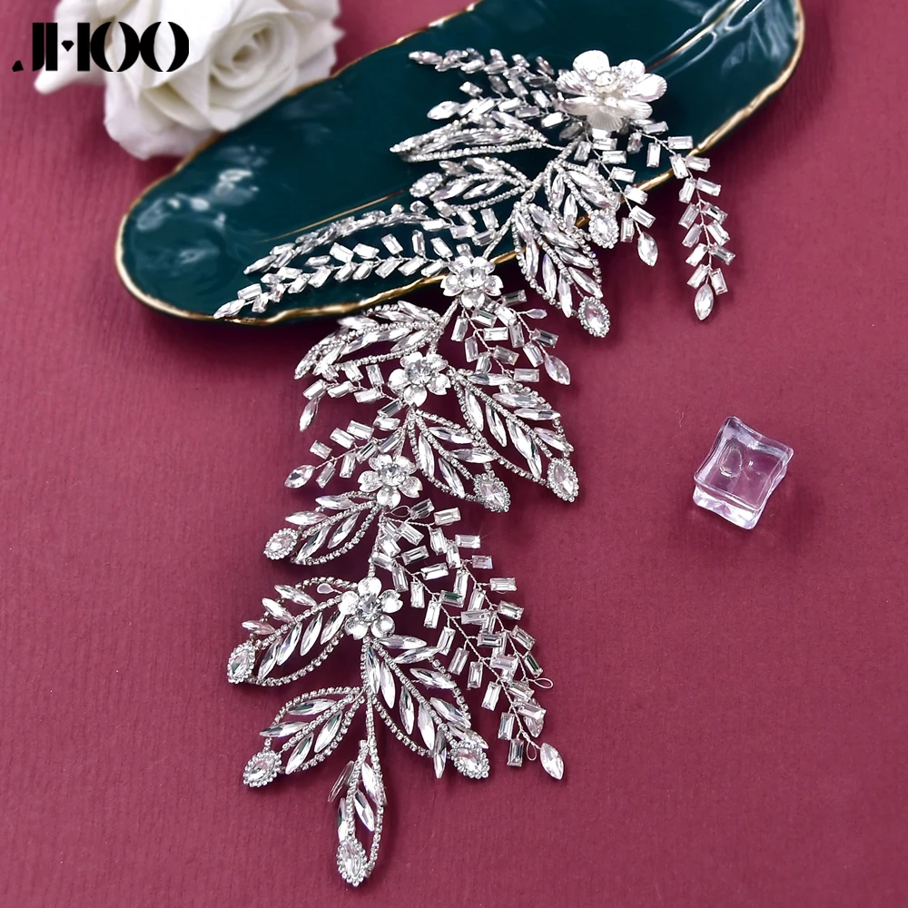 

JHOO Fashion Alloy Leaf Bridal Wedding Hoop Bridesmaid Hair Ornament Crystal Handmade Banquet Beauty Ornament HP468