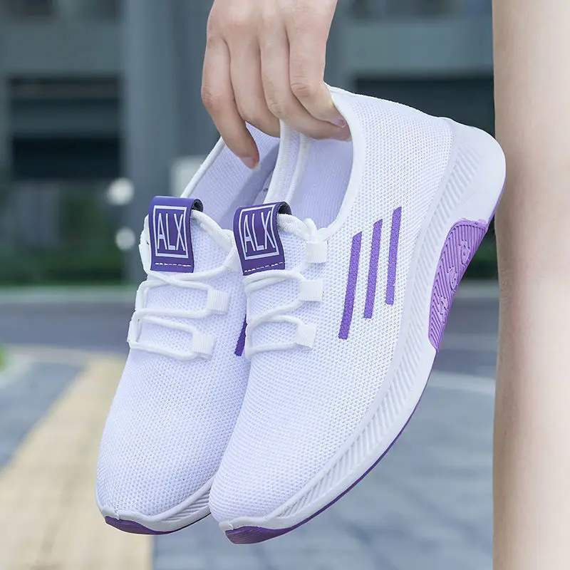 New Sneakers Women's Breathable Casual Mesh Shoes Comfort Soft Sole Senior Lace-up Non-slip Low Top Running Shoe