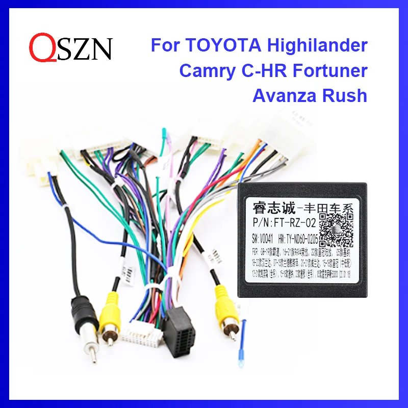 Car Radio Canbus Box Decoder FT-RZ-02 For Toyota TOYOTA Highilander Camry C-HR Fortuner Avanza Rush Wiring Harness Power Cable